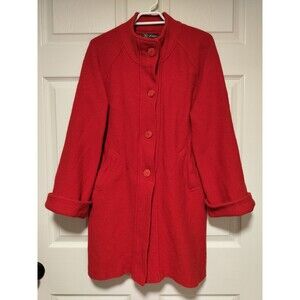 Fio USA Cherry Red Wool Vintage Mid-Thigh Length Coat Size M